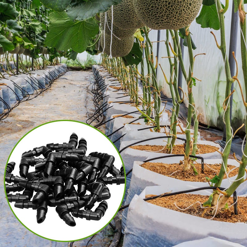 JAYEE 50 Pack Drip Irrigation 1/4' Barbed Elbow Fittings, Barbed Connectors Fits Universal 1/4 Inch Tubing, Irrigation Elbow for Sprinkler System - Image 5